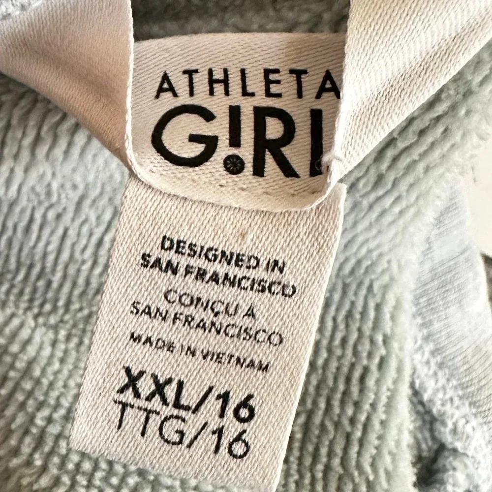 Athleta Girl Sweatshirt Funnel Neck Loungewear Size 14 Light Blue Cozy Relax